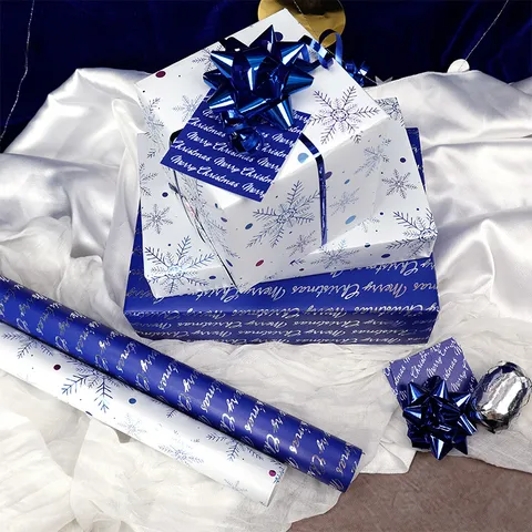 Metallisches Weihnachten Valentinstag Geschenkpapier Rolle Schneeflocke Schleife Serie Aluminiumbeschichtetes Papier Für Hochzeit Geburtstag Geschenk