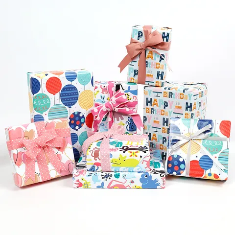 Large Size Gift Wrapping Paper Roll Cute Cartoon Animal Birthday Party Wrapping Paper Art Paper Colorful Print Paper