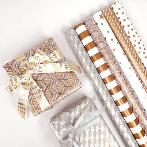 Luxus Goldfolie Geschenkpapier Rolle Groß Geometrisches Muster Kunstdruckpapier Für Valentinstag Geburtstag Hochzeit Geschenk Verpackung