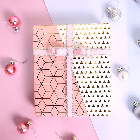 Bronzieren Geschenkpapier Minimalistischer Leichter Luxus Geometrische Streifen Feder Gitter Muster Für DIY Buchcover Spielzeug Geschenk Papier