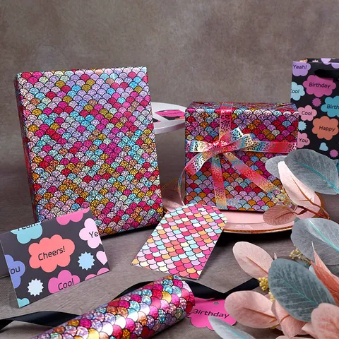 Laser Aluminisiertes Geschenkpapier Rolle Modern Geburtstag Hochzeit Party Geschenkverpackung Metallischer Glanz Wasserdichtes Papier Schmetterling Blumen Leopardenmuster