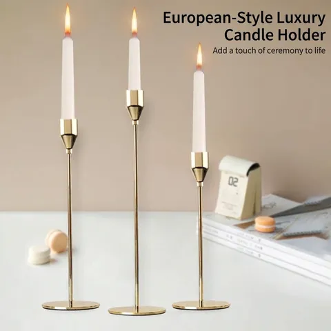 Moderne Roestvrijstalen Kandelaar Set Goud Zwart Zilver Minimalistisch Voor Bruiloft Tafeldecoratie Romantisch Diner Ornament