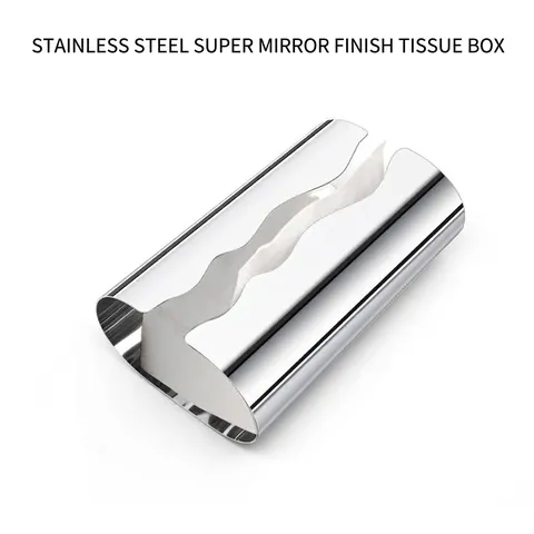 Nordic Luxury Mirror Stainless Steel Tissue Box Modern Wave Opening Napkin Holder Home Living Room Desktop Storage Organizer Case