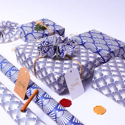 Papel de Regalo Estilo Chino Con Patrón de Abanico Papel Offset Para Boda Cumpleaños DIY Papel Decorativo