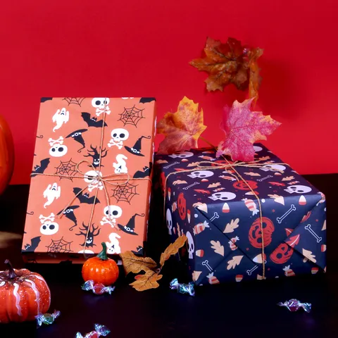 Vintage Halloween Geschenkpapier Kraftpapier Kürbis Totenkopf Geist Fledermaus Muster Für Feiertags Party Geschenke Deko Halloween Zubehör