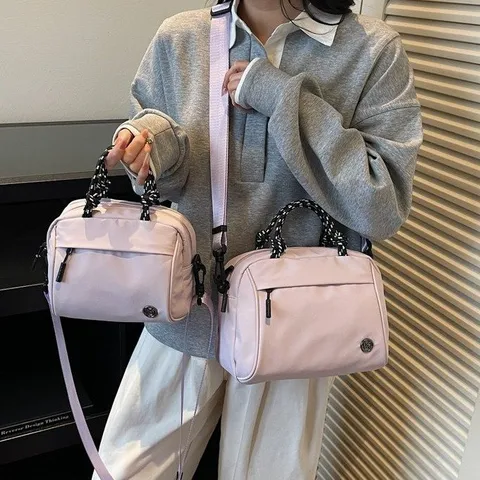 Borsa a Tracolla in Nylon da Donna Leggera Handbag Minimalista Moda Grande Capacità Multistrato Piccola Borsa Quadrata