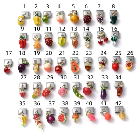 Cute Mini 3D Simulation Fruit Vegetable Alloy Charms Enamel Pendants For Italian Charm Link DIY Necklace Earrings Jewelry Accessories