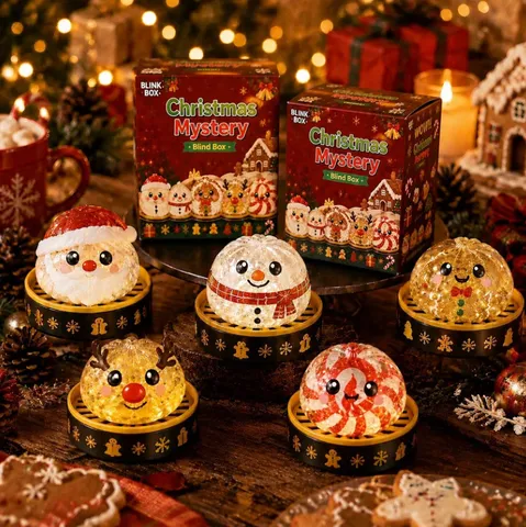 Ensemble de Jouets Anti-stress Squishy de Noël Père Noël Bonhomme de Neige Renne Bonhomme de Pain d'épices Jouet à Presser Cadeau de Vacances