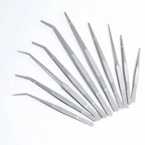 Pince d'Aquarium Professionnelle en Acier Inoxydable Droite Courbée Pinces de Nourrissage pour Reptiles Outils de Précision à Long Manche