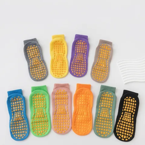 Calcetines de Trampolín Antideslizantes Unisex Media Pantorrilla Yoga Calcetines de Suelo Con Agarre de PVC para Adultos y Niños