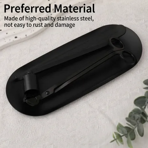 Juego de Accesorios para Velas de Acero Inoxidable Negro Mate Oro Plata Apagavelas Corta Mechas Bandeja para Cuidado Velas