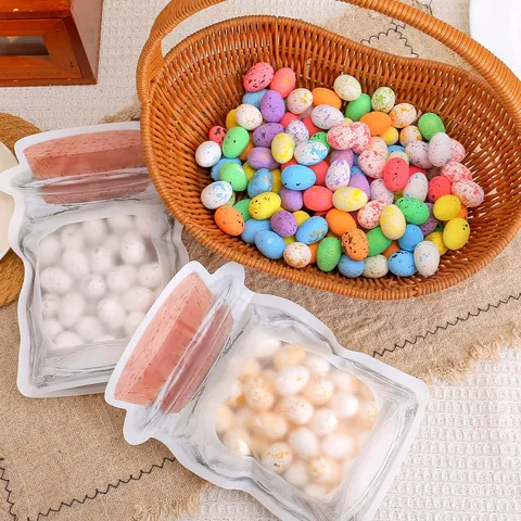 Easter Spotted Foam Eggs With Creative Mason Jar Shape Bags For Festival Party Decorations Decorative Eggs Easter Favors