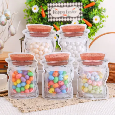 Easter Spotted Foam Eggs With Creative Mason Jar Shape Bags For Festival Party Decorations Decorative Eggs Easter Favors