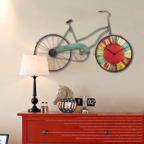 Vintage Fahrrad Wanduhr Verwitterte Metall Eisen Kunst Uhr Für Wohnzimmer Wandbehang Deko Retro Industriestil