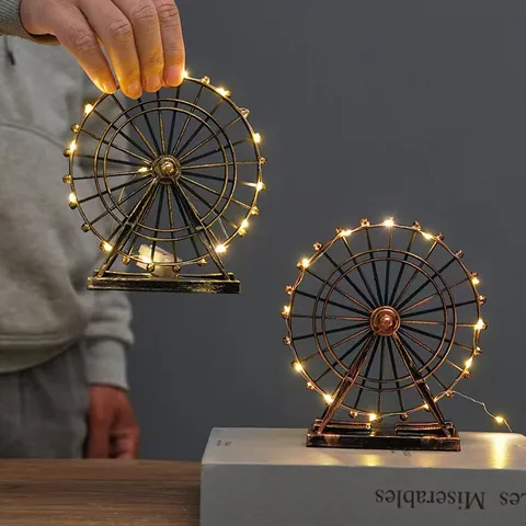 Ευρωπαϊκό Ρετρό Σιδερένιο Μοντέλο Ferris Wheel Χειροτεχνίας Δημιουργικό Σπίτι Σαλόνι Ντουλάπι Κρασιού Διακοσμητικό Στολίδι Βάση Οθόνης