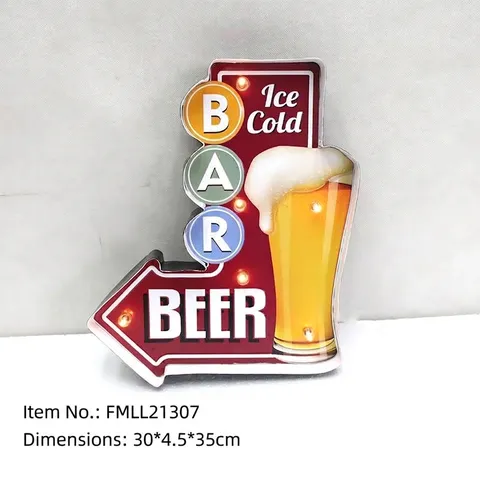 American Vintage Iron LED Wall Sign Arrow Design Bar Beer Coffee House Home Theater Distressed Metal Signboard Decoration