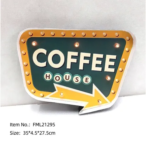 American Vintage Iron LED Wall Sign Arrow Design Bar Beer Coffee House Home Theater Distressed Metal Signboard Decoration