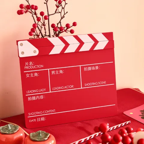 Accessoires Photo Créatifs pour Mariage Clap de Cinéma Rouge Panneau Décoratif en MDF pour Mariée Demoiselles d Honneur Photographie de Cérémonie