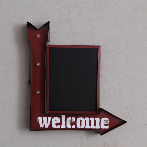 American Vintage Industrial Iron Wall Decor LED Light Welcome Arrow Sign Chalkboard Coffee Bar Home Wall Art Decoration