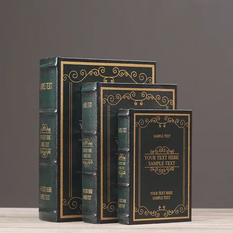 Libro de Simulación Retro Europeo Decoración Caja de Almacenamiento de MDF Y Cuero Sintético Adorno Para Biblioteca Hogar Estudio Salón Decor