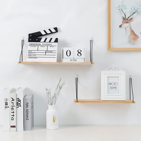 Modern Wood Floating Wall Shelves With Metal Brackets For Storage Home Decor Living Room Office Flower Shop Hanging Rack