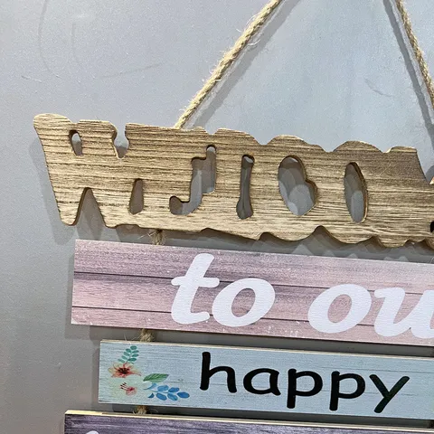 American Country Style Wooden Welcome Sign For Home Living Room Bathroom Wall Hanging Decor Rustic Multicolor Wood Plaque