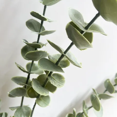 Artificial Eucalyptus Stems 5 Forks Frosty Green Money Leaf Plastic PU PVC Plants For Indoor Home Wedding Office Decor