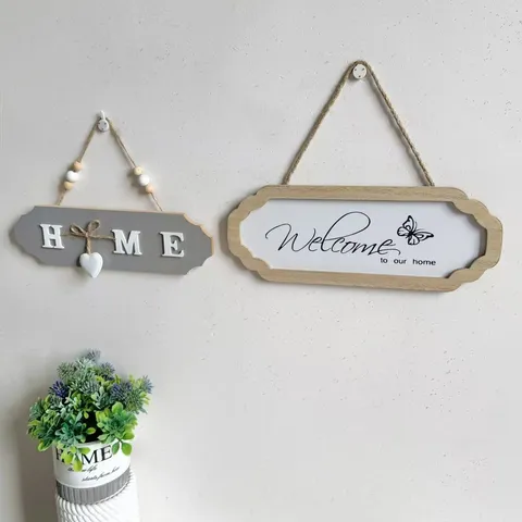 American Vintage Wood Welcome Sign Home Hanging Door Plaque Minimalist MDF Wall Decor For Living Room Shop Entrance Farmhouse Ornament