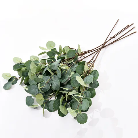 Artificial Eucalyptus Leaf Single Branch Silk Flower Faux Apple Eucalyptus Money Leaf Stem Nordic Home Decor Wedding Party Props