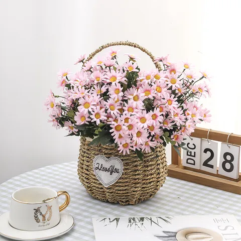 Artificial Silk Daisy Bouquet Nine Heads Dutch Chrysanthemum Chamomile For Home Decor Photography Props Fake Floral Arrangement