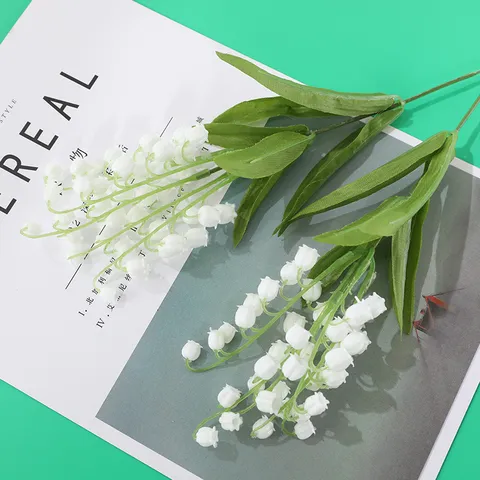 Kunstmatige Lelietje-van-dalen Zijden Bloemen Nep Witte Klokjes Stengels Voor Thuis Decoratie Bruiloft Bruidsboeket Fotografie Props Arrangement