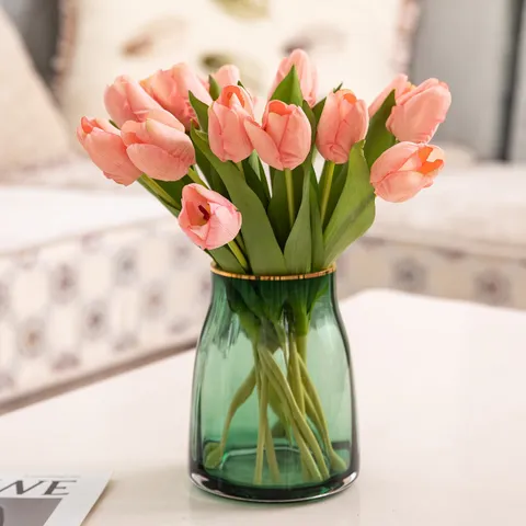 High-End Artificial Tulip Real Touch Moisturizing Faux Flower For Home Decor Photography Props Wedding Decoration Silk Flowers