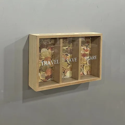 Holz Spardose Mit Mehrfachfach Sparschwein Wandmontage Dekorative Aufbewahrungsbox Für Reisefonds Zuhause Dekor Box