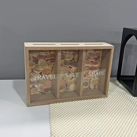 Holz Spardose Mit Mehrfachfach Sparschwein Wandmontage Dekorative Aufbewahrungsbox Für Reisefonds Zuhause Dekor Box