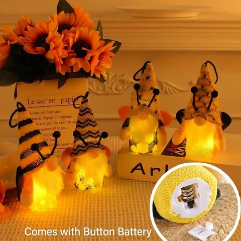 Bee Festival Glowing Gnome Plush Doll With Wings LED Faceless Doll Hanging Ornament Cute Bumblebee Spring Home Party Decor