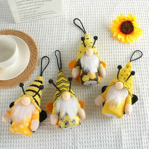 Bee Festival Glowing Gnome Plush Doll With Wings LED Faceless Doll Hanging Ornament Cute Bumblebee Spring Home Party Decor