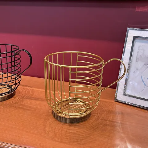 Kaffeekapselhalter Europäischer Stil Metalldraht Becherform Lagerregal Mit Holzsockel Schreibtisch Deko Organizer