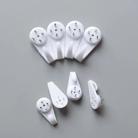 Seamless Invisible Wall Hooks Plastic White Hardwall Hangers For Photo Frames Oil Paintings Wedding Photos Mounting Hardware
