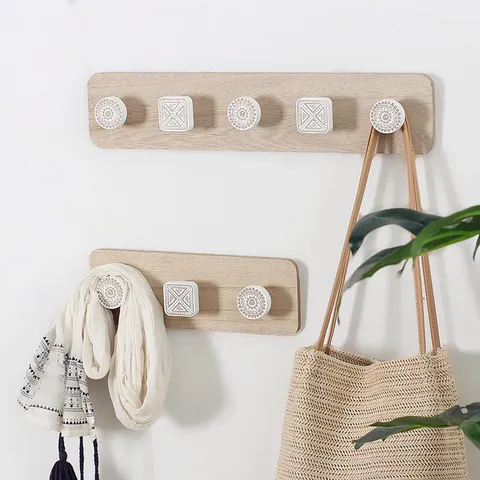 Noords Boheems Houten Wandhaken Mandala Patroon Decoratieve Kledinghaak Entree Woonkamer Houten Wandkapstok