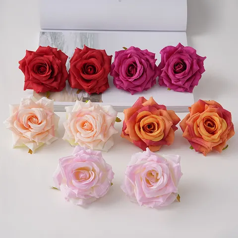 Artificial Curled Rose Flower Heads Fabric Simulation Roses For Wedding Decor Home Party Photography Props Romantic Floral Ornament