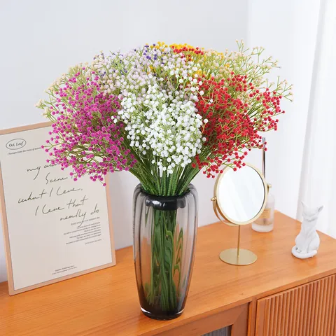 Artificial Gypsophila Babys Breath Flowers Plastic Fake Floral Bouquet For Wedding Bridal Home Party Decor Garden Floral Arrangement