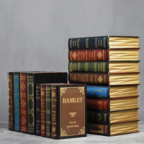 European Vintage Simulation Book Storage Box Decorative Fake Book Props For Home Office High-Grade Display Wood Ornaments