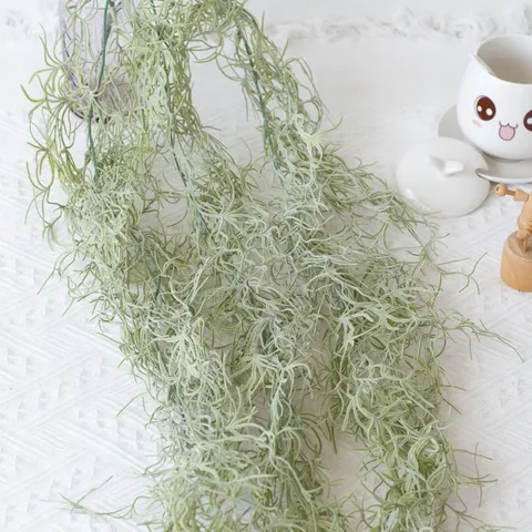 Artificial Hanging Air Plant Spanish Moss Soft Glue Vine For Home Cafe Bar Wall Decor Plastic Greenery Foliage Plant Garland