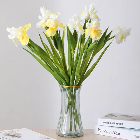 Artificial PU Iris Flower Single Stem Lifelike Fake Plant For Home Decor Wedding Floral Arrangement Centerpiece