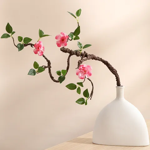 Rama de Magnolia Artificial Estilo Zen Tallo de Espuma Madera Muerta Verdor Artificial Flor de Seda Para Decoración Hogar Boda