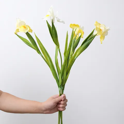 Artificial PU Iris Flower Single Stem Lifelike Fake Plant For Home Decor Wedding Floral Arrangement Centerpiece