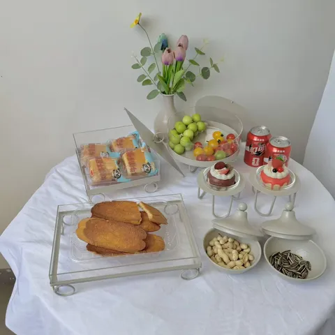 Bandeja de Postres de Metal Acrílico Europeo Plato de Almacenamiento Minimalista Frutas Snacks Soporte Pastel Creativo Decoración Boda
