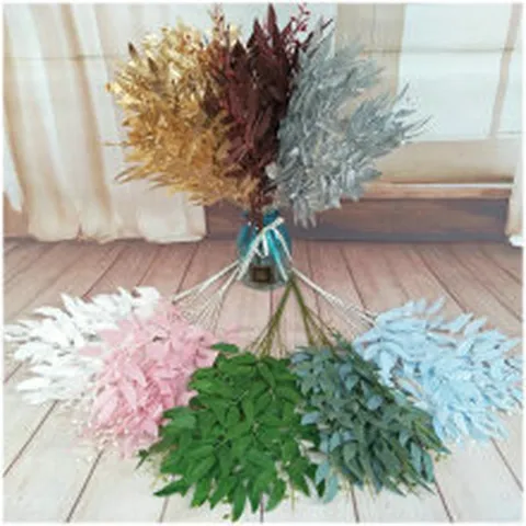 Künstliches Weidenblatt Bündel Seidenartiger Stoff Pflanzenranken Für Hochzeit Event Hintergrund Zuhause Büro Dekoration Laub Ornament