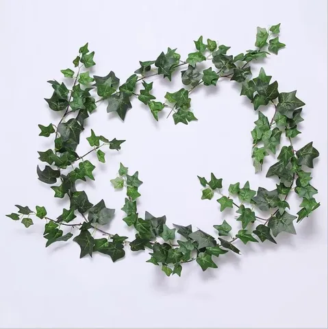 2M Artificial Ivy Vine Silk Fabric Green Leaves Garland For Home Garden Wall Hanging Wedding Party Decoration Faux Foliage