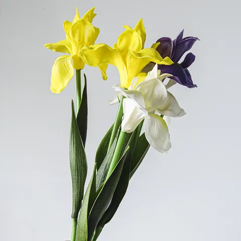 Hand Feel PU Artificial Iris Flower Single Branch European Style Decorative Fake Flower For Home Wedding Party Decor